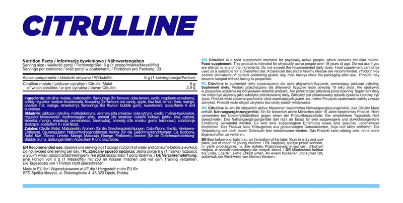 Allnutrition Citrulline Malate Powder Amino Acids L-Citrulline - Protein-Rich Diet Support For More Efficient Training - Energy Boost Reduces Fatigue - 200G Cola Lemon - NewNest Australia