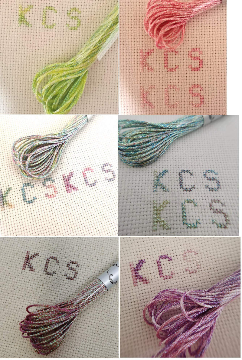 KCS 6-Strand Cross Stitch Metallic Variegated Pearl Shiny Embroidery Floss (6 skeins, Multicolored 2) - NewNest Australia