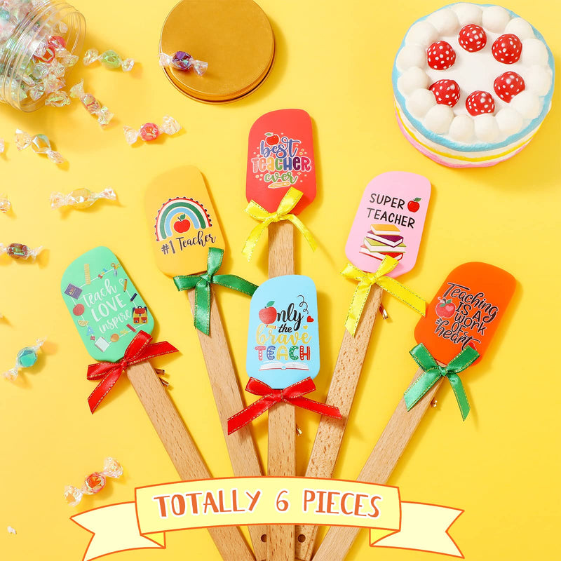 6 Sets Funny Baking Tool Silicone Spatula with Colorful Ribbon Bows Teacher Gift Set Colorful Teacher Appreciation Week Crafts Cute Spatula Silicone Spatula with Wooden Handle for Graduation Supplies - NewNest Australia