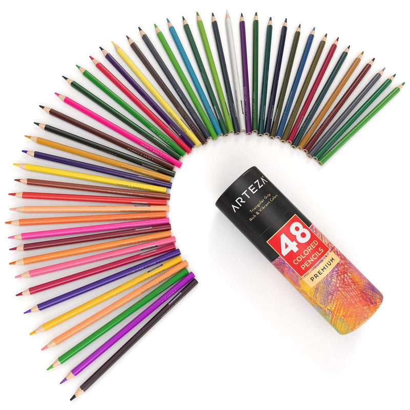 Arteza Colored Pencils, 48 Colors, Soft, Highly-Pigmented, Wax-Based Core Pencil Crayons, Art Supplies For Adults & Teens - NewNest Australia