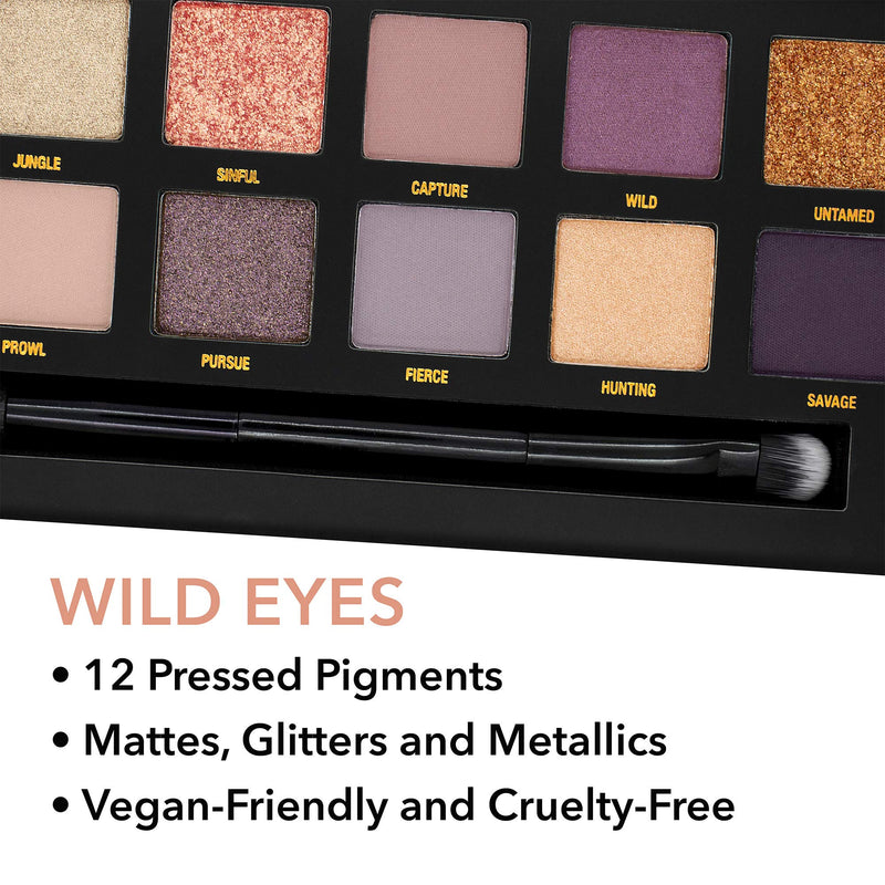 W7 | Wild Eyes Pressed Pigment Palette Makeup | Tones: Cream Mattes, Shimmers & Glitters | Colours: Soft Purples, Nudes, Pinks and Golds | Cruelty Free, Vegan Makeup For Women - NewNest Australia