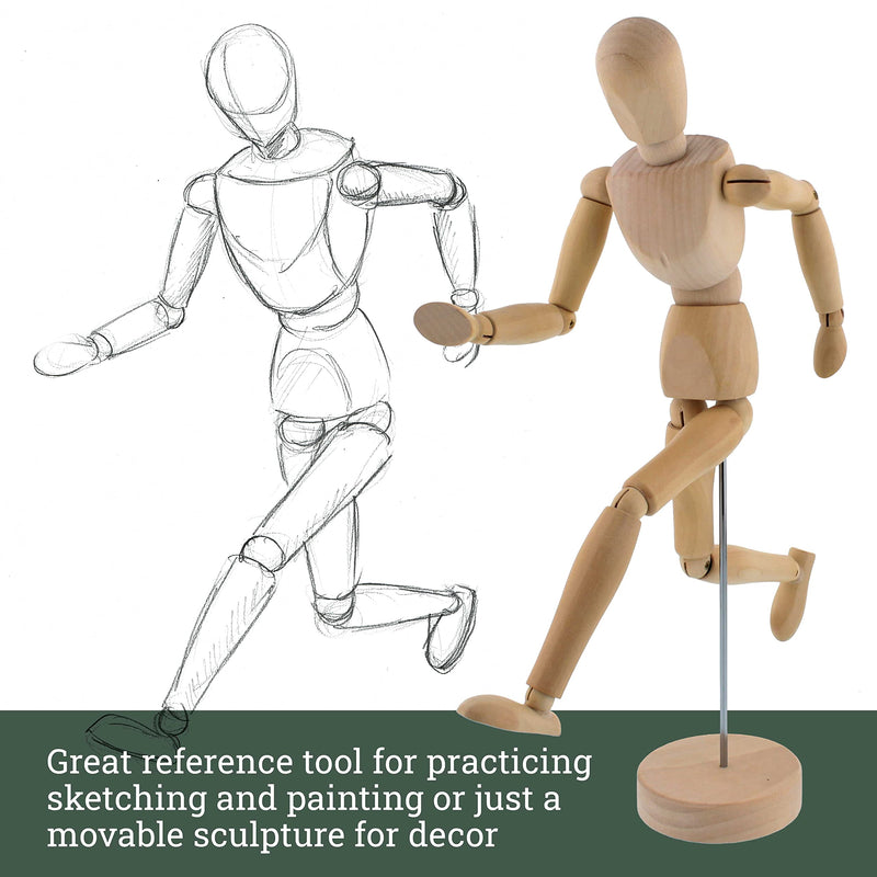 US Art Supply® Wood 8" Male - Artist Drawing Manikin Articulated Mannequin with Base and Flexible Body - Perfect for Drawing The Human Figure (8" Male) - NewNest Australia