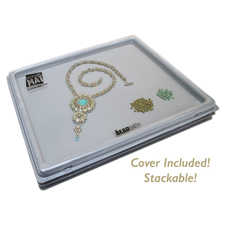 The Beadsmith Treasure Mat Tray, 11 x 14 inches, Bead Board, Grey Flocked, with Cover, Design Boards for Jewelry Making … - NewNest Australia