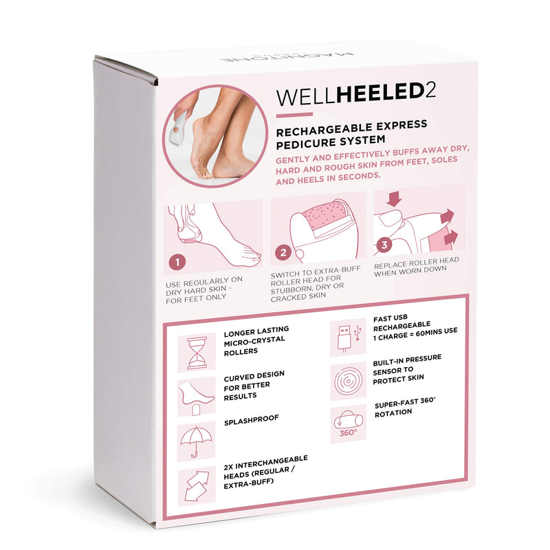 Magnitone Well Heeled 2 Rechargeable Express Pedicure System Electric Hard Skin Remover, Pink, 1 count - NewNest Australia