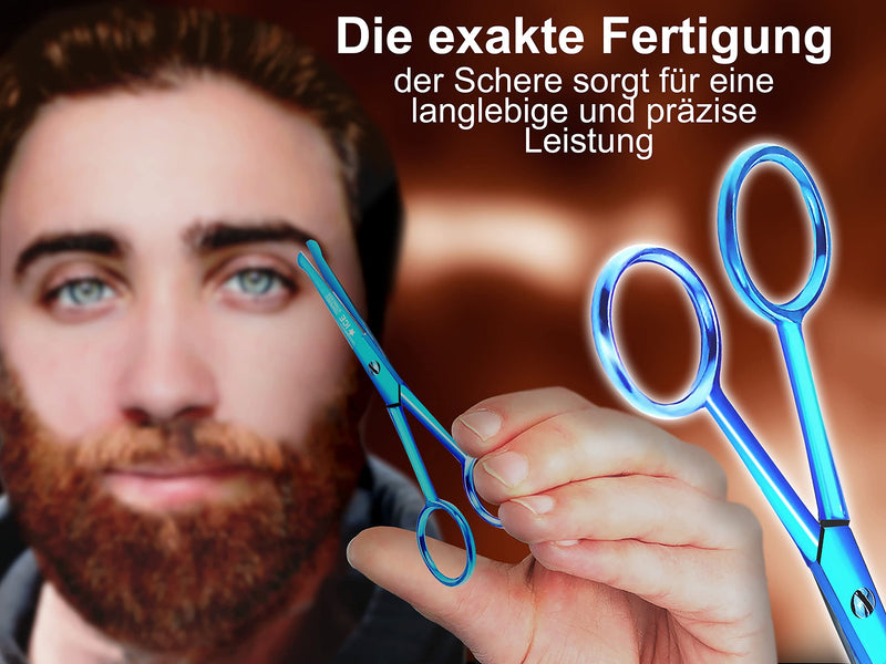 Beard scissors BLUE TITANIUM mustache scissors nose hair scissors with micro-serration - NewNest Australia