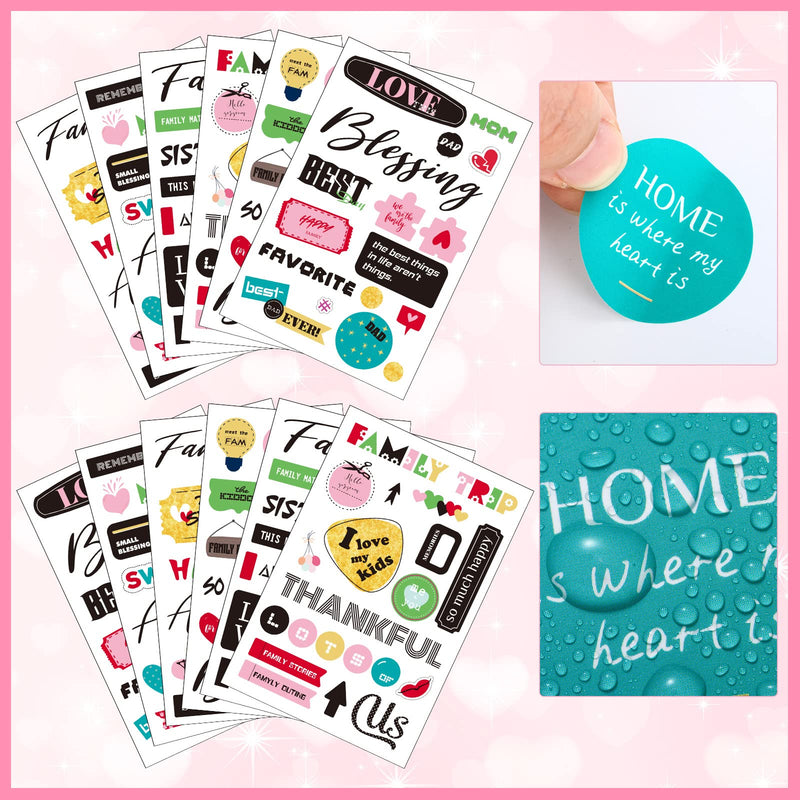 30 Sheet Family Friend Theme Scrapbooking Sticker Decals 500 Pieces Waterproof Vinyl Happy Family Friend Memories Sticker Decor for Family Album Scrapbooking Embellishment Art Project (Family Theme) Family Theme - NewNest Australia