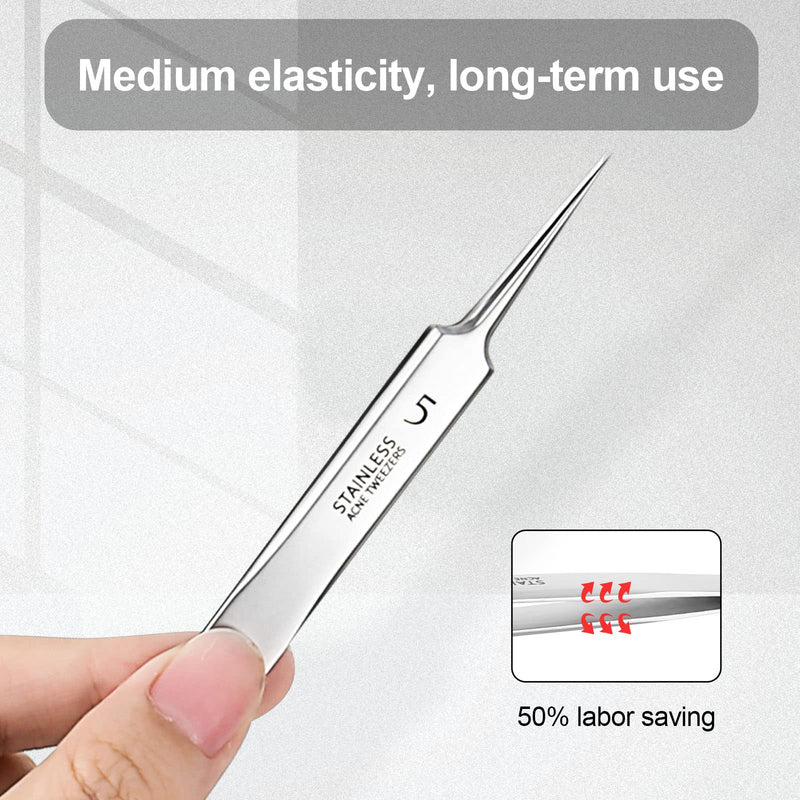 Rucudim Stainless Steel Tweezers Mile Knife, Blackhead Tweezers Precision, Fine Technical Tweezers, Splitter Tweezers For Extractor, Acne Pimples, Comedones Stains Or Removal - NewNest Australia