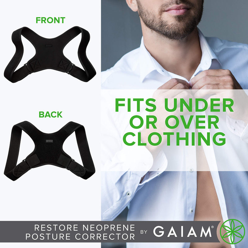 Gaiam Restore Posture Corrector for Women & Men - Neoprene Back Straightener Adjustable Straps Compact Brace Support for Clavicle, Neck, Shoulder, Invisible Pain Relief - NewNest Australia
