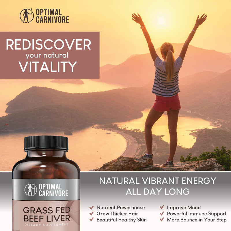 Grass Fed Beef Liver Capsules, Desiccated Beef Liver Supplement, Ancestral Superfood from New Zealand (180 Pills) by Optimal Carnivore - NewNest Australia