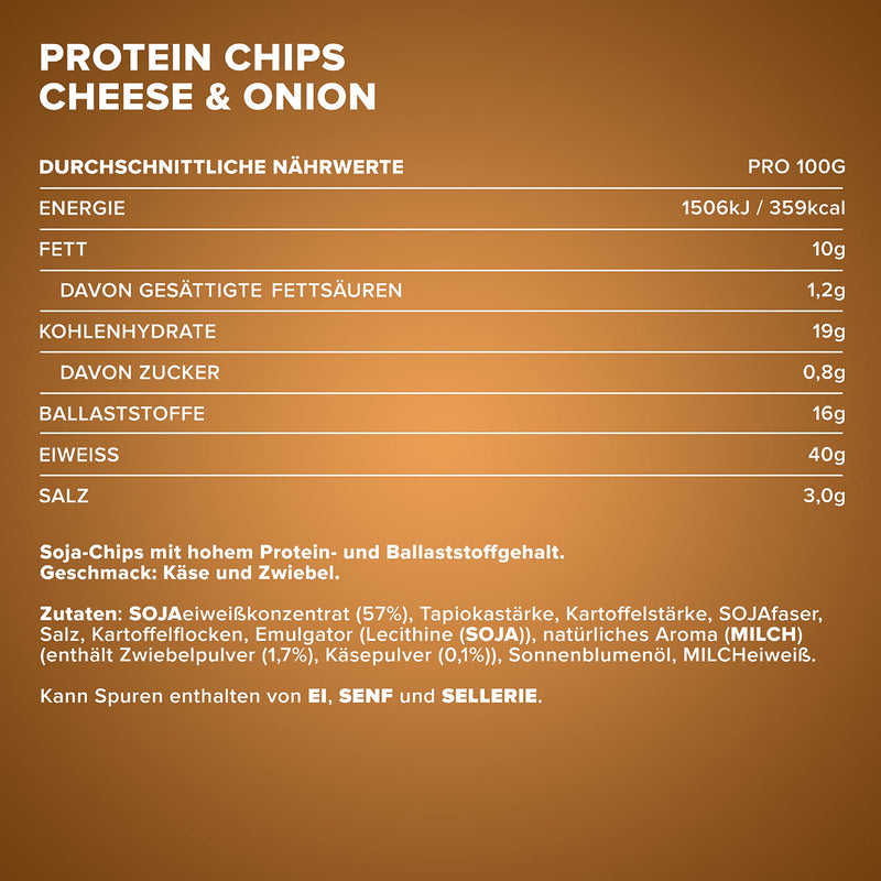 Ironmaxx Protein Chips 40, Cheese & Onion Flavor, Pack Of 1, 1 X 50 G, High Protein, Low Carb, Gluten Free, Low Fat And Sugar Reduced, 20 G Protein Per Bag, Designed In Germany - NewNest Australia