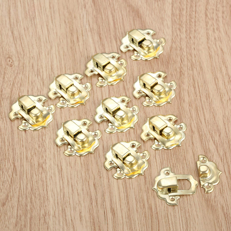10 Pcs Box Latch Clasps with 40 Screws Iron Cabinet Hasp for Jewelry Wooden Box Case Decorative Hasp Latch Buckle, Gold - NewNest Australia