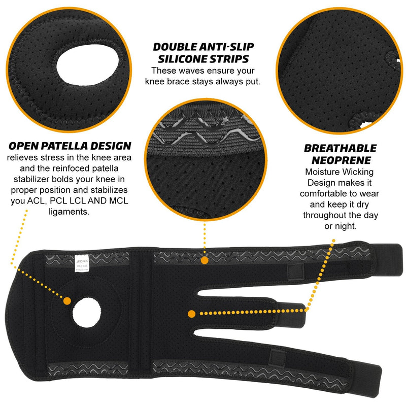 Bionix Knee Support Patella Stabiliser, Full Adjustable Neoprene Strap Brace with Compression Bandage For Joint Pain Relief, Runners Knees, Arthritis, Meniscus Tear, Tendonitis, ACL For Men and Women - NewNest Australia