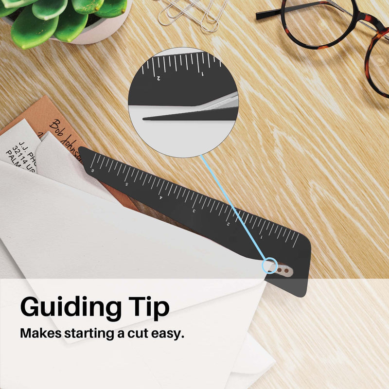 Uncommon Desks Ruler & Letter Opener Combo - Easy to Hold - Oversized Grip - Black 6 Inch Ruler - Envelope Opener w/Measuring Tool - Perfect for Crafts, Drafting, Sewing, & Drawing - (3 Pack, Black) - NewNest Australia