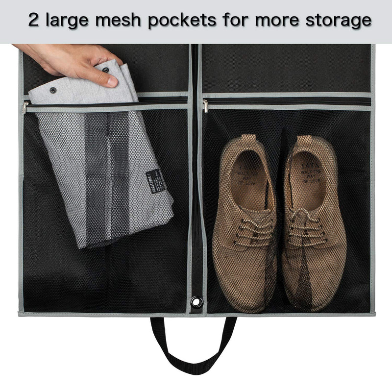 NewNest Australia - Zilink Garment Bag Suit Bags for Travel and Storage 43 inches Gusseted Suit Cover Protector for with 2 Large Mesh Pockets and 2 Carry Handles for Suit Coat, Dress, Set of 2 24" x 43" x3.9" - 2pcs 