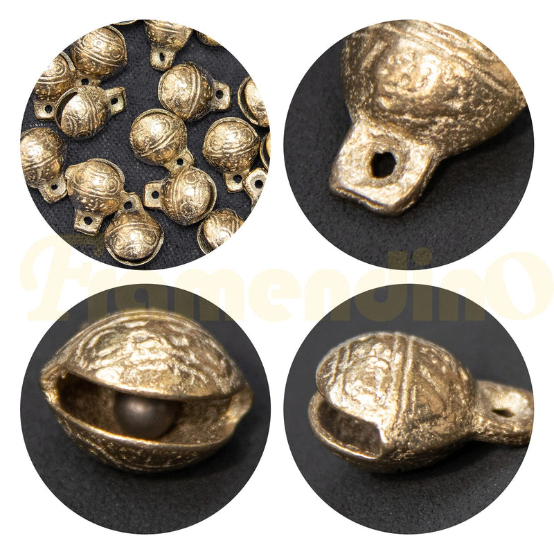 Framendino, 30 Pack Vintage Tibetan Brass Bells Mini Jingle Feng Shui Bell Charms for DIY Crafts Jewelry Making 0.6 Inch - NewNest Australia
