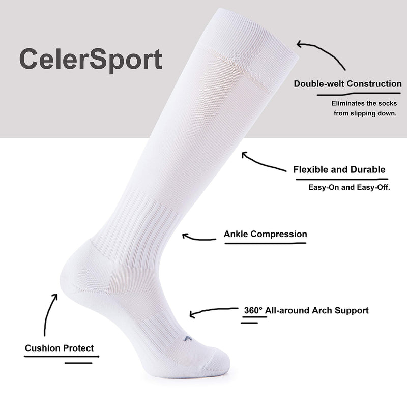 2 / 3 Pack Soccer Softball Baseball Socks for Youth Kids Adult Multi-Sport Socks White (2 Pack) Medium - NewNest Australia