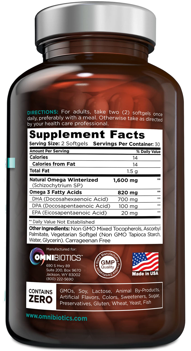 Vegan Omega DHA+EPA | MD-Certified Prenatal DHA with EPA | 8X More DHA Than Krill Oil! Fish-Free Omega Essential Fatty Acids - Algal Omega-3, Omega-6, DHA, EPA - NewNest Australia
