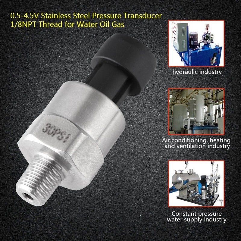 Pressure Transducer Sender Sensor for Oil Fuel Air Water, 1/8"NPT Thread Stainless Steel (100PSI) - NewNest Australia