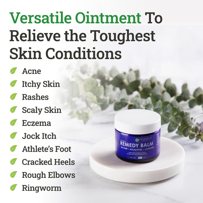 Remedy Tea Tree Oil Balm - Cream for Athletes Foot, Jock Itch, Ringworm, Eczema, Nail Issues, Rash, Skin Irritation - Ointment for Dry, Itchy Skin - Foot & Body Balm with Lavender & Eucalyptus - 2 Oz - NewNest Australia