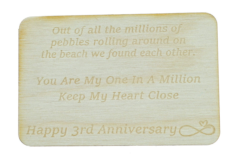 NewNest Australia - 3rd Your My One in A Million Gift - 3rd Anniversary Metal Heart Pebble Gift -Keep My Heart Close 