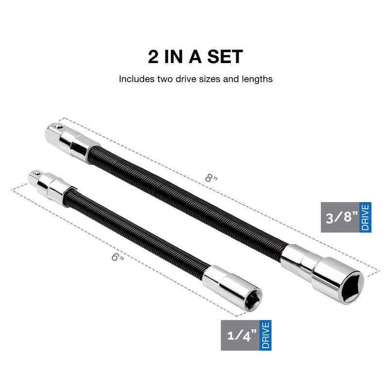 NEIKO 00239A Flexible Extension Bar Set | 2 Piece | 1/4" x 6" & 3/8" x 8” - NewNest Australia