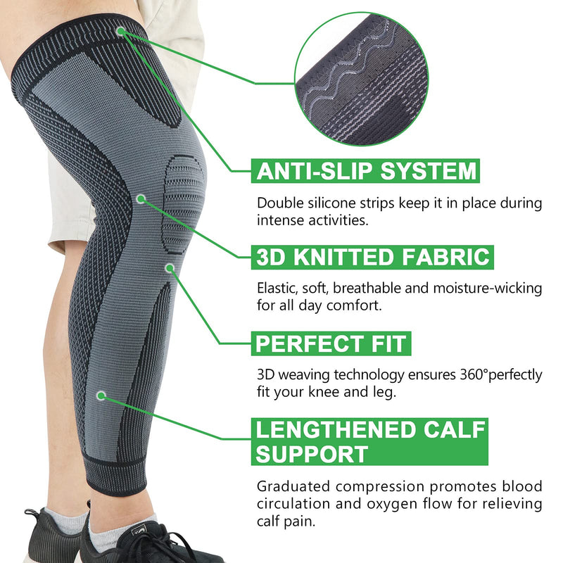 Knee Brace | Full Leg Sleeve | Knee Braces for Knee Pain Women & Men | Knee Compression Sleeves | Knee Support Knee Pads for Meniscus Tear, ACL, Arthritis, Joint Pain Relief,Sport (Pair) Black XX-Large - NewNest Australia