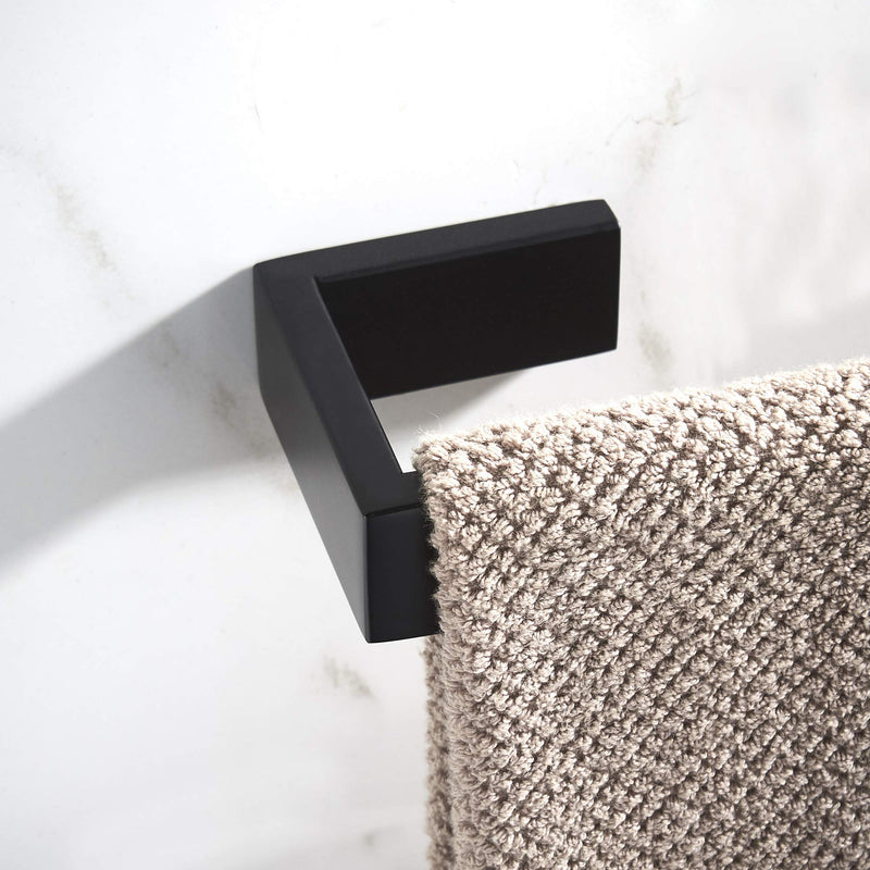 JunSun Matte Black Towel Ring Stainless Steel Towel Holder Contemporary Bathroom Hardware Towel Bar for Bathroom Lavatory Wall Mounted - NewNest Australia