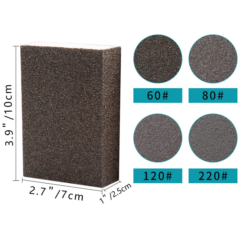 BokWin 8Pcs Sanding Sponge, 60 80 120 220 Coarse/Medium/Fine Grit Sanding Blocks, Sander Sponges, 4 Different Specifications Sanding Blocks Assortment for Drywall, Metal, Wood 60#, 80#, 120#, 220# - NewNest Australia