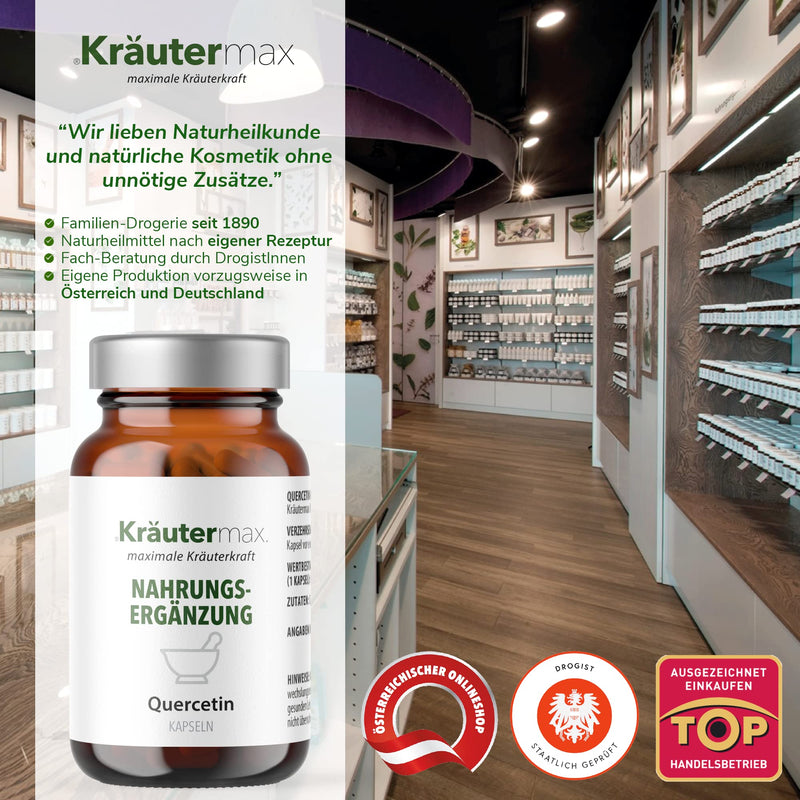 NEW! Quercetin high-dose powder capsules 250 mg - Japanese cord tree - vegan & natural according to Kräutermax style - without additives - premium quality produced in small series | 1 x 90 pieces - NewNest Australia
