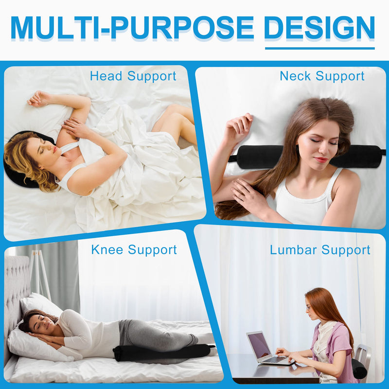 Travel Pillow for Neck Twist Memory Foam Neck Pillow for Reading Convertible Sleeping Pillows for Airplane, Cars, Office, Home Roll Pillow with Washable Soft Cover, Black - NewNest Australia