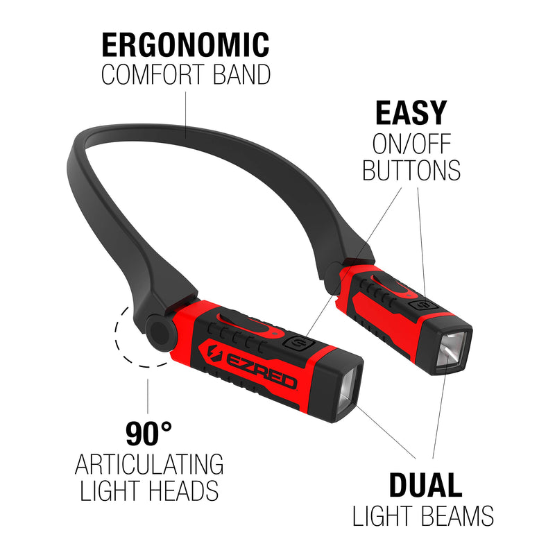 EZRED ANYWEAR Rechargeable Neck Light for Hands-Free Lighting - NK15 Red - NewNest Australia