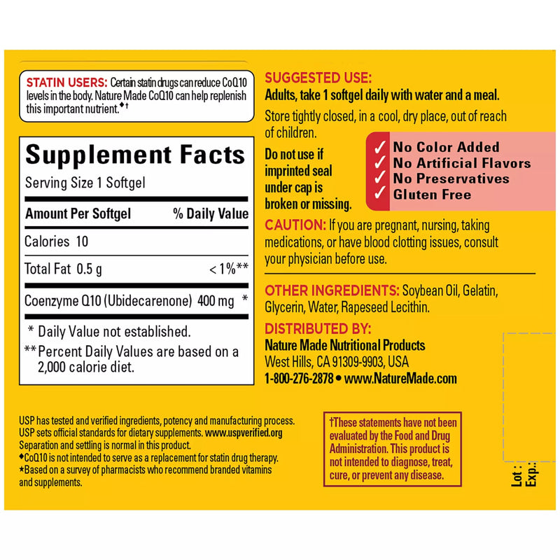 Nature Made CoQ10 400 mg, Dietary Supplement for Heart Health and Cellular Energy Production, 40 Softgels, 40 Day Supply - NewNest Australia