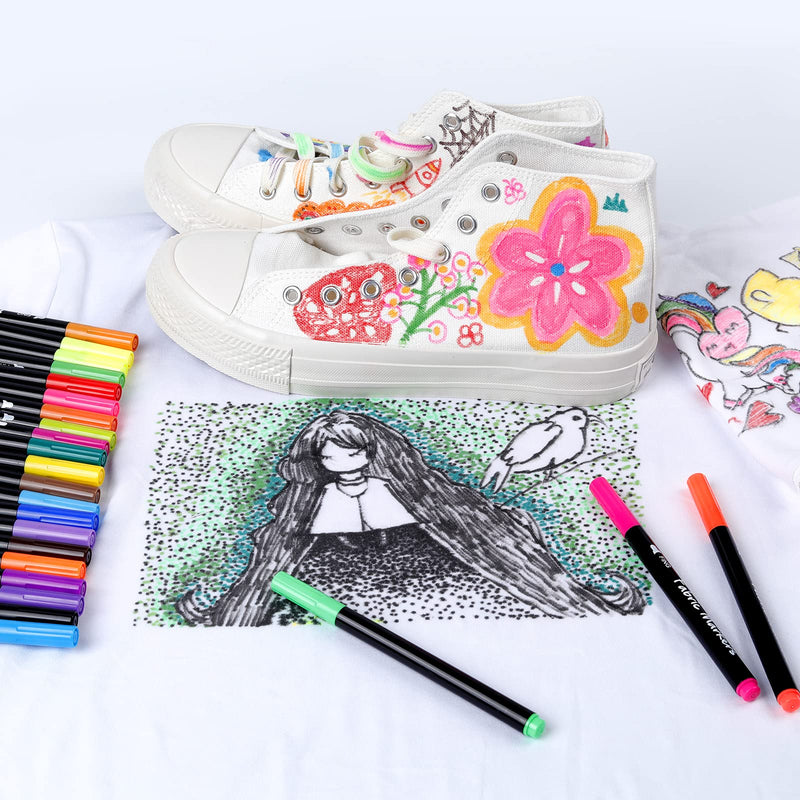 Fabric Markers, Permanent for Clothes, Shoes, Canvas Bags, Baby Bibs, Onesies, 24 Colors Fabric Paint Pens, Permanent, No Bleed and Washable - NewNest Australia