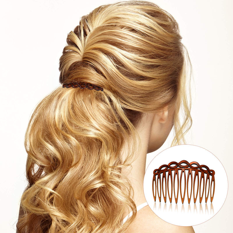 16 Pieces Women Hair Comb Accessories French Hair Side Combs Plastic Twist Decorative Comb Hair Clips Bridal Wedding Veil Teeth Hair Combs for Girls (Black, Transparent, Light Coffee, Dark Coffee) - NewNest Australia