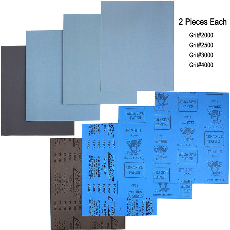 ADVcer 9x11 inch 16 Sheets Sandpaper, Wet or Dry 2000-10000 Grit 8 Assortment Sand Paper, Super Fine Abrasive Pads for Automotive Sanding, Wood Turing Finishing, Metal Furniture Polishing and More 10pcs (2000 to 10000) - NewNest Australia