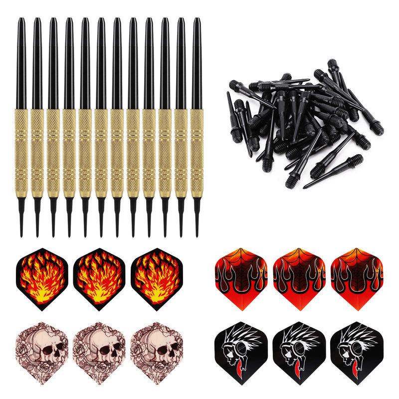 Accmor 12 Pcs Darts Plastic Tip, Soft Tip Darts Set, 14g Plastic Tipped Dart, Attach Extra 36 Black 2BA Replacement Tips, Soft Tip Darts for Electronic/Plastic Dartboard Red, Brown, Black-Legend - NewNest Australia