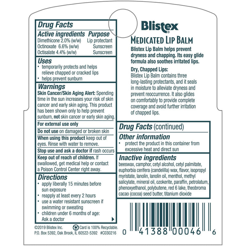 Blistex Medicated Lip Balm, 0.15 Ounce (Pack of 3) 0.15 Ounce (Pack of 3) - NewNest Australia