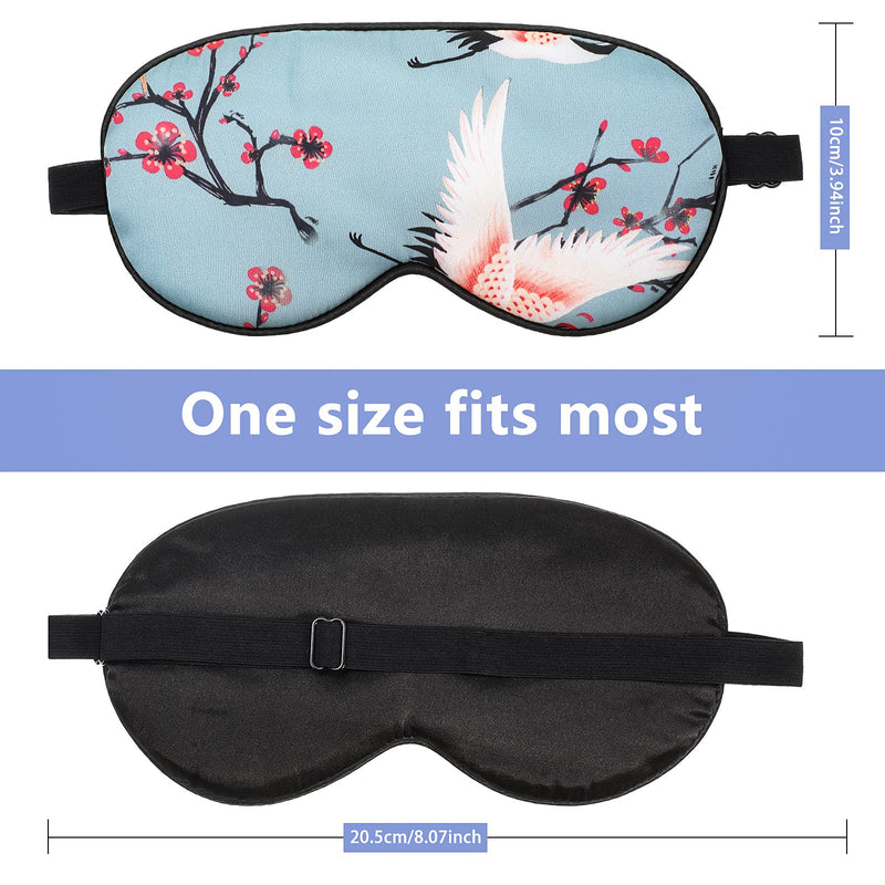 1 Set Sleep Masks with Earplug, Storage Bag and Hair Scrunchies, Silk Sleep Mask Sleeping Eye Mask Eye Cover Crane Pattern Silk Eye Mask with Adjustable Strap for Women Men Night Sleep (Blue Crane) Blue Crane - NewNest Australia