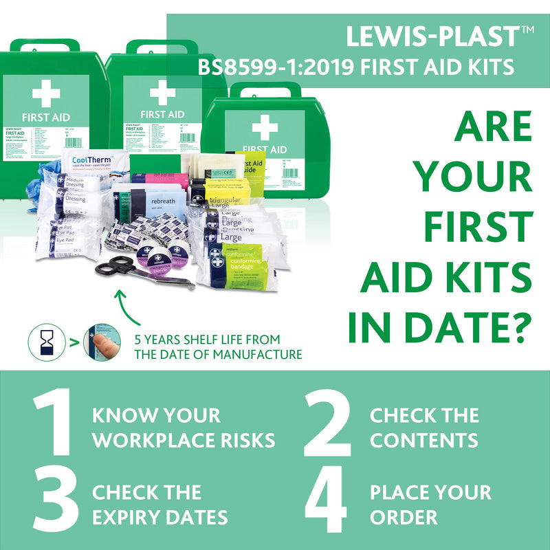 Lewis-Plast Small Premium BS8599-1 Compliant (Low Risk High Risk) First Aid Kit - These Kits Reflect the Changes in Both Workplace Practice and Risks - First Aid Kit For Injuries Single - NewNest Australia
