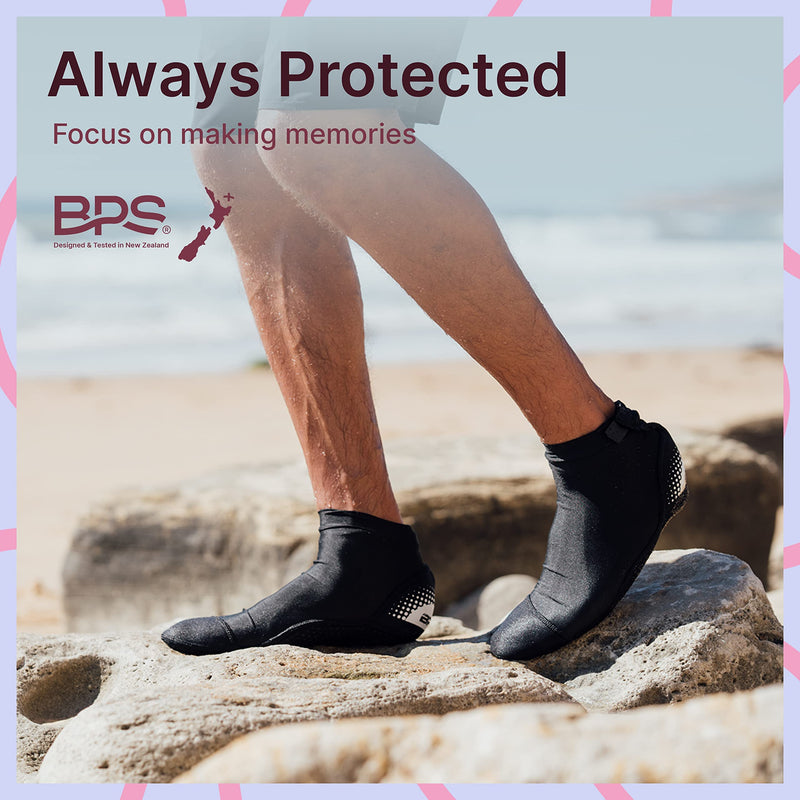 BPS 'Second Skin' Soft and Ultra Stretch Water Socks High Cut Low Cut Unisex 01 - Low Cut - Black Large - NewNest Australia