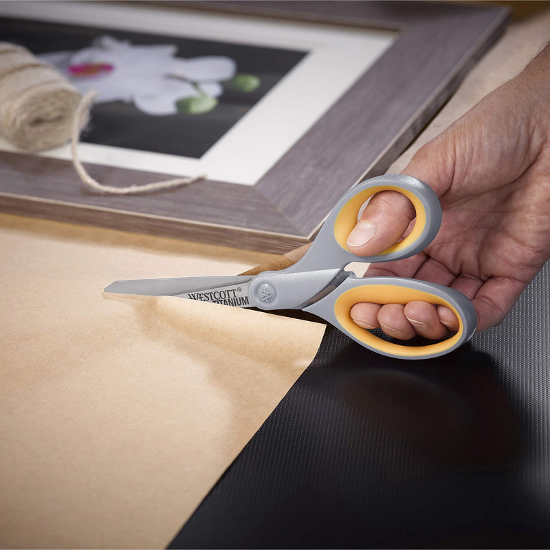 Westcott 8" Soft Grip Titanium Bonded Scissors For Office & Home, Gray/Yellow, 2-Pack (13901) - NewNest Australia