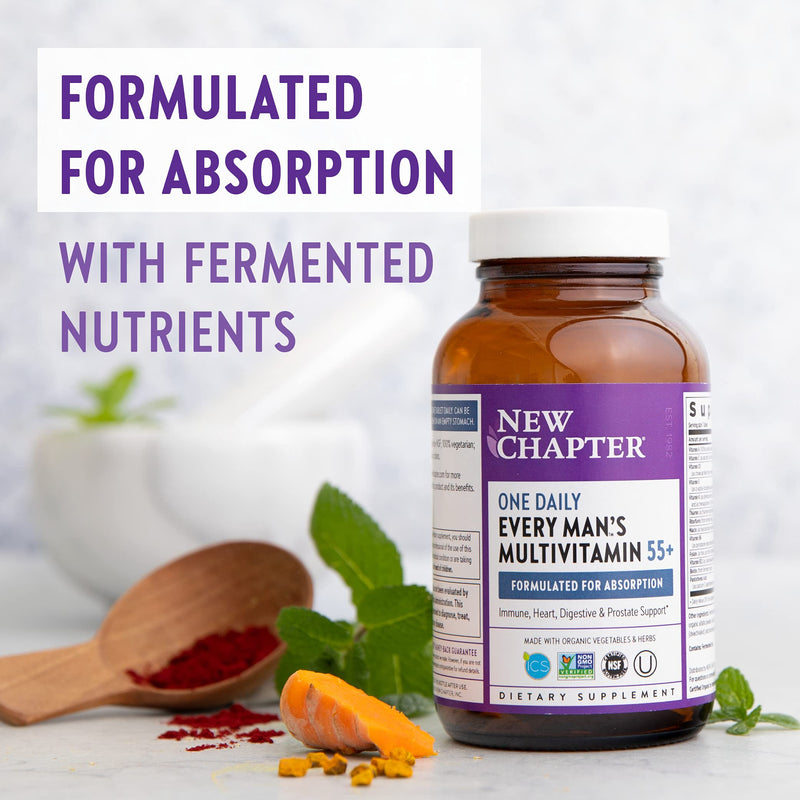 New Chapter Multivitamin for Men 50 Plus + Immune Support - Every Man's One Daily 55+ with Fermented Probiotics + Whole Foods + Astaxanthin + Organic Non-GMO Ingredients - 48 ct Tablet for Men 48 Count - NewNest Australia