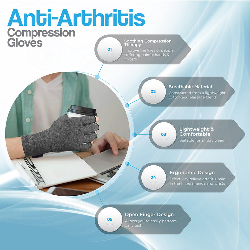 Hotcakes Compression Gloves for Arthritis Pain Relief-Snug Elastic Arthritis Gloves for Women and Men Offers Hand Support for Carpal Tunnel, Raynauds and Provide Arthritis Relief for Hands GREY M - NewNest Australia