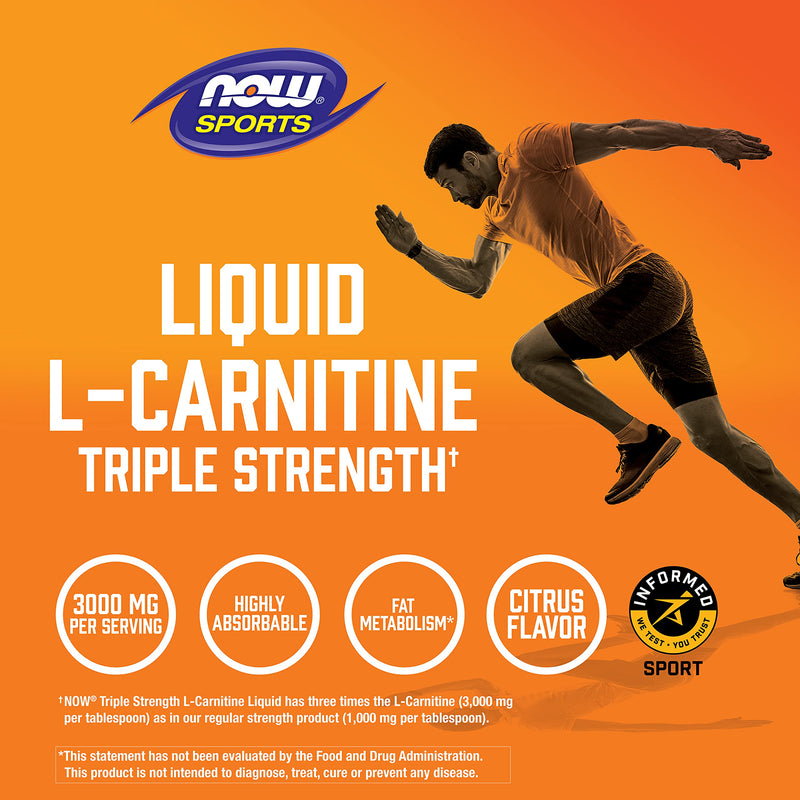 NOW Sports Nutrition, L-Carnitine Liquid, Triple Strength 3000 mg, Citrus, 16-Ounce - NewNest Australia