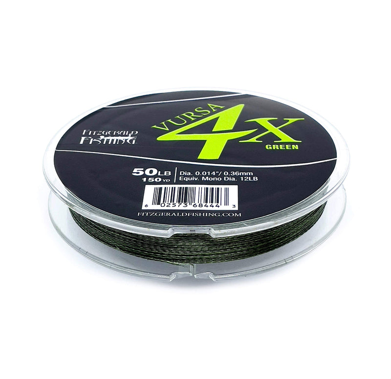 Fitzgerald Vursa 4X Braided Fishing Line - The 4 Strand, Longer Casting, Fade Resistant Freshwater and Saltwater Fishing Line - Available in Green and Yellow, 150/300/1500 Yd, 10-120 Lb, Braided Fishing Line Hi-Vis Yellow 50lb / 150 yd - NewNest Australia