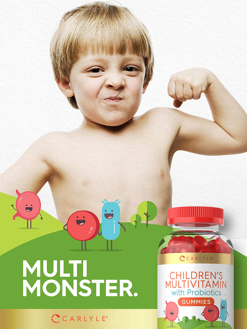 Children's Multivitamin Gummies with Probiotics | 180 Chewables | Natural Berry Flavor | Vegetarian, Non-GMO, Gluten Free Kids Supplement | by Carlyle - NewNest Australia