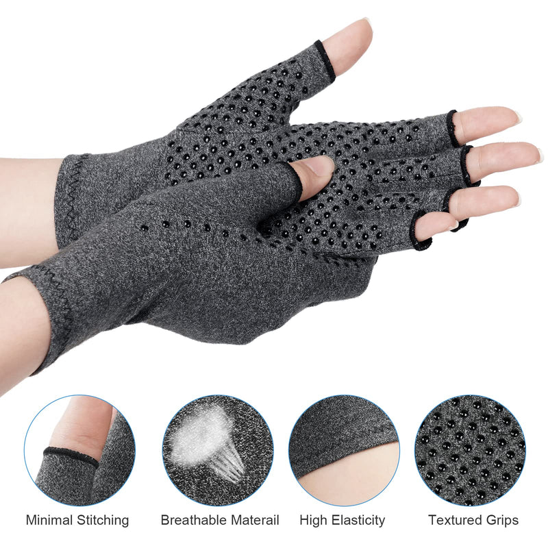 ACWOO Arthritis Gloves, Compression Gloves Therapy for Arthritis Pain Relief, Hand Fatigue, Anti-Slip Fingerless Design for Women and Men, Provide Support for Hands and Finger Joint, Grey(M) Grey Dispensing M - NewNest Australia