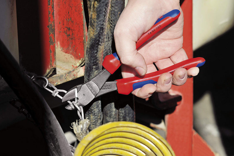 KNIPEX - KPX7402200 Tools - High Leverage Diagonal Cutters, Multi-Component (7402200) 8-Inch Comfort Grip - NewNest Australia