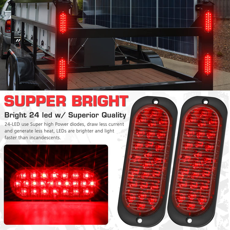 LINKITOM Oval Aluminum Housing Ultra Slim Trailer Lights, 24-LED Brake Turn Signal Side Marker Tail Lights for Boat Trailer Truck RV [DOT Certified] [IP67] - NewNest Australia