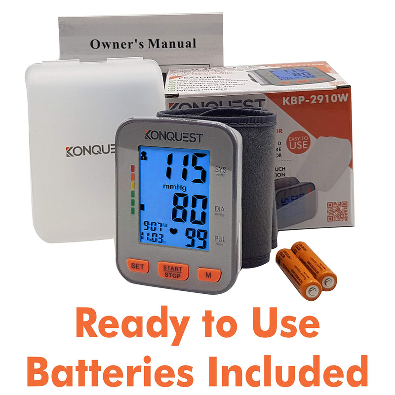 Konquest KBP-2910W Automatic Wrist Blood Pressure Monitor - Accurate - Adjustable Cuff, Large Screen Display, Portable Case - Irregular Heartbeat & Hypertension Detector - NewNest Australia
